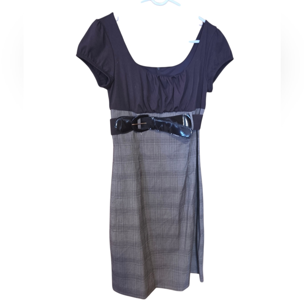 Byer California Brown and Tan Plaid Midi Dress